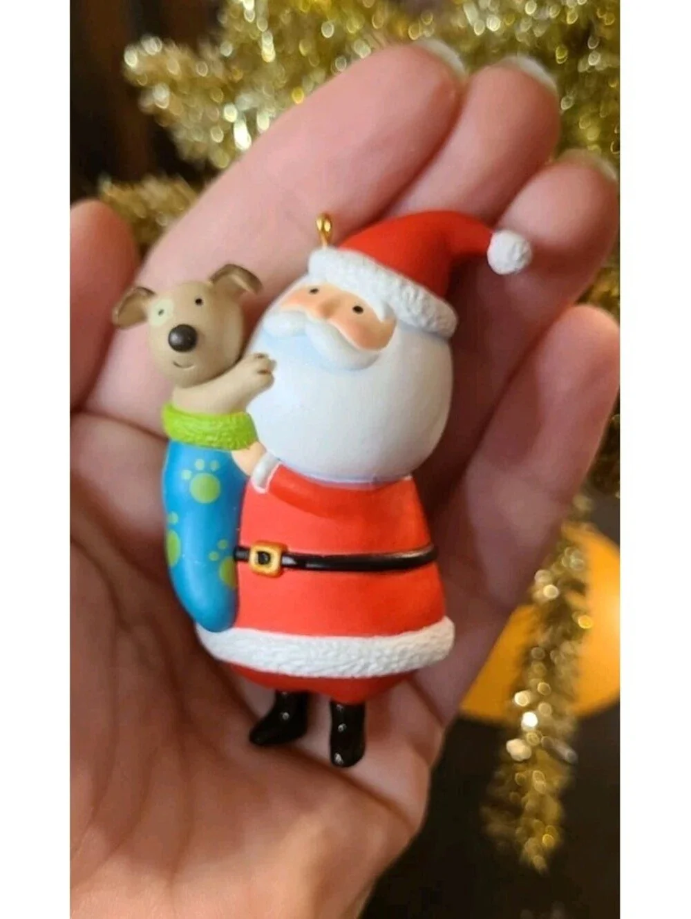 Hallmark Keepsake Ornament Stocking Stuffing Santa Claus Puppy Dog Stocking 2012
